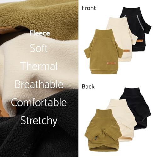 Fitwarm 3 Pack Classic Fleece Dog Sweater, Winter Clothes for Small Dogs Boy Girl, Turtleneck Dog Sweatshirt, Pet Pullover Jumper, Cat Apparel, Black, Olive Green, Cream, Small - color: Black-Olive-Cream, size: Small