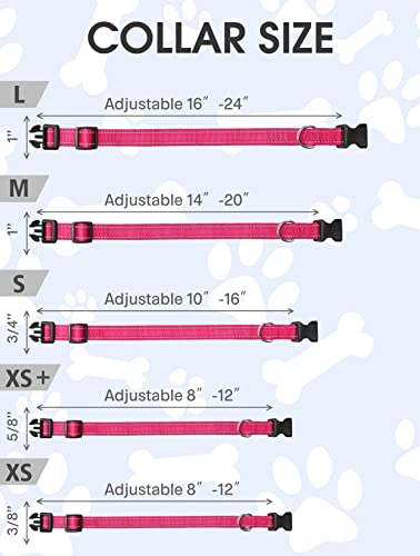 Reflective Dog Collar, Sturdy Nylon Collars for Puppy and Extra Small Girl and Boy Dogs, Adjustable Dog Collar with Quick Release Buckle,Pink,5/8" Width - color: Pink, size: X-Small Plus (Pack of 1)