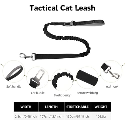 Cat Harness and Leash Set for Walking Escape Proof Adjustable Reflective Large Cat Tactical Harness with Patches Breathable Summer Vest Soft Mesh Padding Handle Easy to Control (Black, S) - size: S