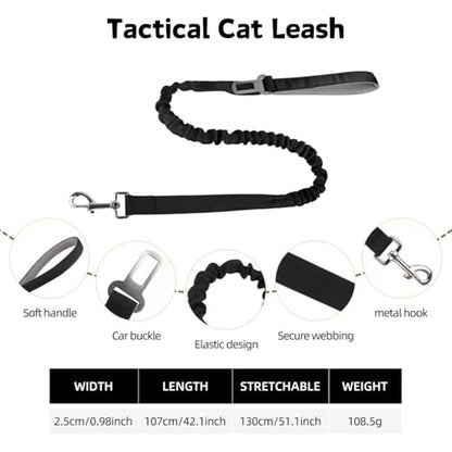 Cat Harness and Leash Set for Walking Escape Proof Adjustable Reflective Large Cat Tactical Harness with Patches Breathable Summer Vest Soft Mesh Padding Handle Easy to Control (Black, S) - size: S
