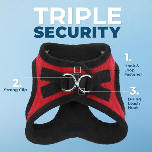 Best Pet Supplies Voyager Step-in Plush Dog Harness - Soft, Step in Vest Harness and Reflective Dog 5 ft Leash Combo with Neoprene Handle for Small and Medium Dogs, Red Plush, S - color: Harness Leash Set (Red Plush), size: S (Chest: 14.5 - 16")