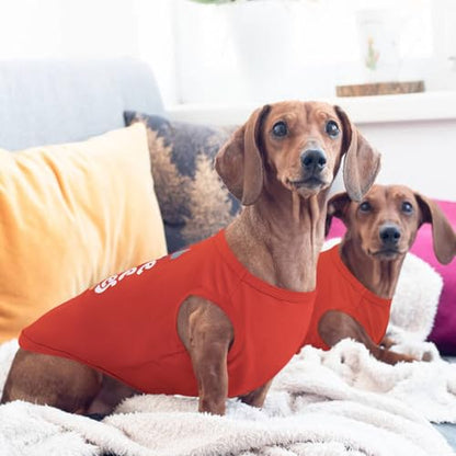 Kuoser Dog Shirt, Printed Dogs T-Shirt Soft Breathable Dog Shirts, Cute Doggy Sweatshirt for Small Medium Large Girls Boys, Pet Funny Clothes Tank Top Sleeveless Dogs Vest, Red L - color: Red, size: Large (Chest: 21.65")