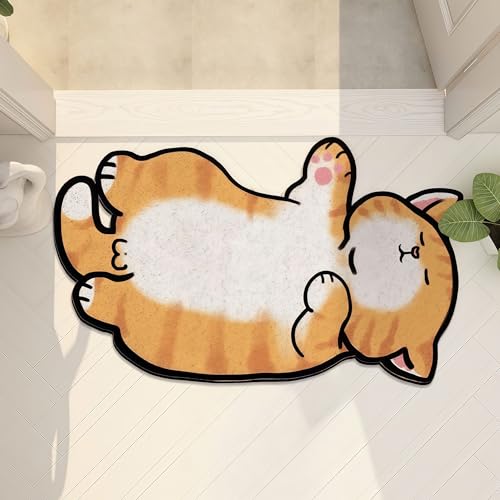 32"x20" Cat Litter Box Trapping Mat, Cute Kitty Design, Soft Comfortable, Easy Clean, Anti Slip PVC Material Liners (Shape B) - color: B