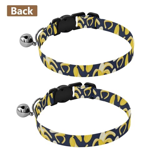 Bananas Navy Blue Adjustable Buckle Cat Collars 2 Pack Collar for Puppy - color: Bananas Navy Blue