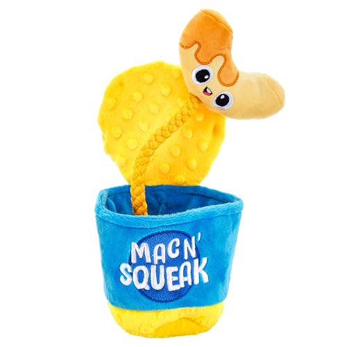Downtown Pet Supply - Mac & Cheese Plush Squeaky Crinkle Rope Dog Toy - Durable for Small, Medium & Large Dogs - 1 Pack - style: Mac and Cheese