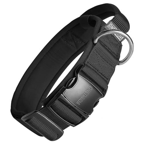 OneTigris Tough Dog Collars, Tactical Dog Collar with Handle, Milltary Adjustable Dog Collar with Heavy Duty Metal Buckle for Training (Large(Pack of 1), Black) - color: Black, size: L