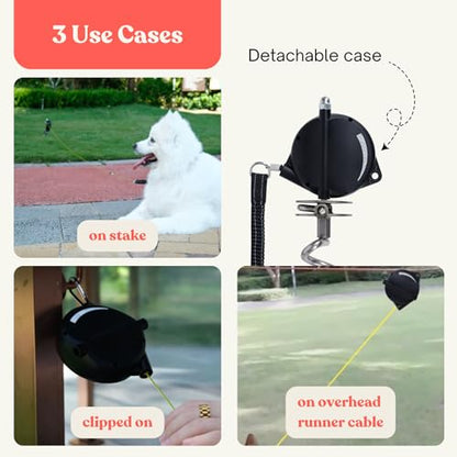Heavy-Duty Retractable Dog Tie Out Cable: The Ultimate Dog Line for Outside – Super Strong Tie Out Retractable Cable for Dogs. - style: Outside Ground Mount