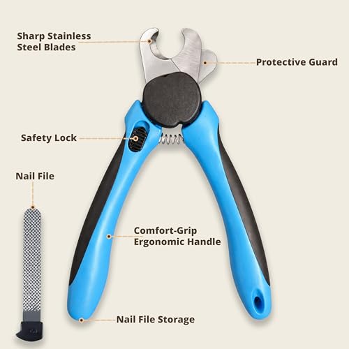 LED Dog Nail Clipper with Light & Trimmers & Protective Guard, Quick Sensor, Extra Sharp for Thick Nails, Suitable for Large & Small Dogs and Cats - size: Medium-Large without LED