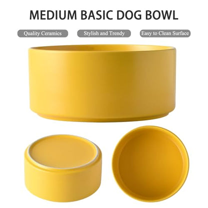 6'' Ceramic Dog Bowl - 30Oz Classic Dogs Food & Water Bowl for Small and Medium Breed Dogs, Heavy Duty Non-Slip Dog Dishes, Food Grade Stoneware Pet Bowl, Dishwasher & Microwave Safe, Yellow - color: Bowl - Yellow, size: 6 inch