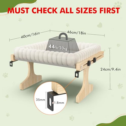 Cat Perch for Window XiaZ Cats Hammock Indoor Cat Bed for Window Adjustable Wooden Frame W/Soft Warm Plush-Lined Cushion Perfect for Bird Watching Sunbathing Space-Saving Easy Install Single Layer - size: Single Layer