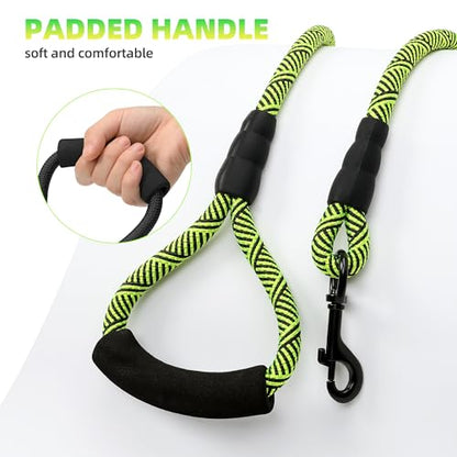 Mile High Life Comfortable Padded Handle Dog Leash - Mountain Climbing Rope Leash, Heavy Duty 4 Feet (Black Lime Green) - color: Climbing Rope - Lime Green, size: 4 Feet