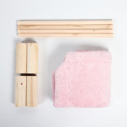 Cat and Dog Hammock Bed for Small Dogs, Brethable Wooden Cat Pet Rabbit Elevated Bed Cots Furniture for All Seasons Fleece Pink - color: Fleece Pink