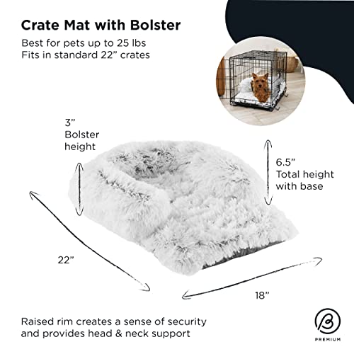 Best Friends by Sheri Nap Mat Dog Bed with Bolster - Washable Crate Pad, Removable Cover, Frost, Small, 22x15 - size: Small