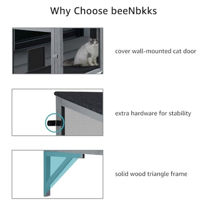 Bug Proof Cat Catio, Window Cat House with Metal Mesh, Outdoor Enclosure for Indoor Pets, Expandable Wooden Perch, Safe Comfortable Haven for Pets, Keep Bugs Insects Out