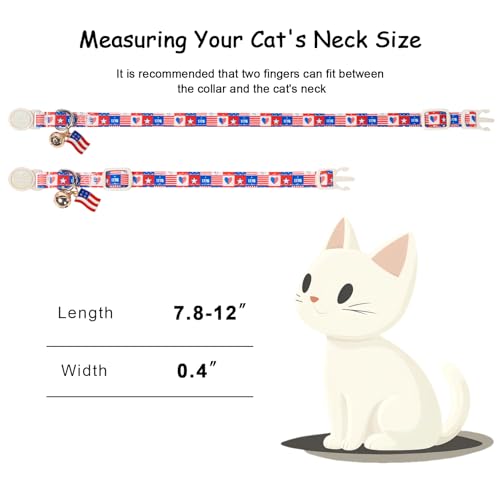 2 Pack 4th of July Cat Collars - Blue Retro Checkerboard Flag 1776 & Pink Patriotic Breakaway Cat Collars, Adjustable Soft Boy Girl Kitten Collar for Small Dogs Puppy with Bell & Pendant - color: Pink Patriotic