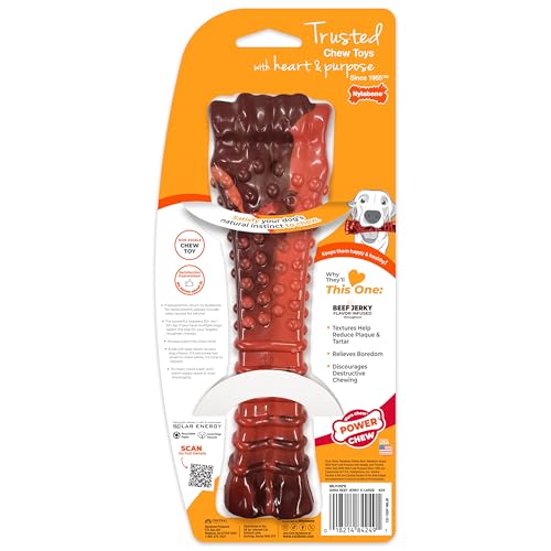 Nylabone Textured Bone Power Chew Toy for Dogs, Durable & Tough Dog Toys for Aggressive Chewers, Beef Jerky Flavor, X-Large Dogs - Over 50 Ibs, 1 Count - size: X-Large