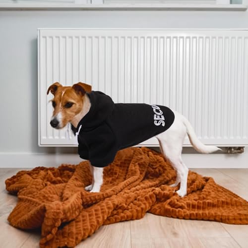 Dog Security Hoodie,Flannel Pet Hooded Sweater with Hat Puppy Pullover Sweater Shirt,Dog (Black,L) - color: Security, size: Large