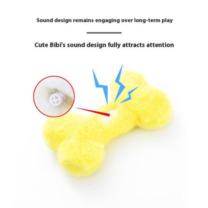 Plush Bone-Shaped Dog Toy – Durable Squeaky Chew Toy with PP Cotton Filling, Soft and Washable for Interactive Play (Pink) - color: Pink