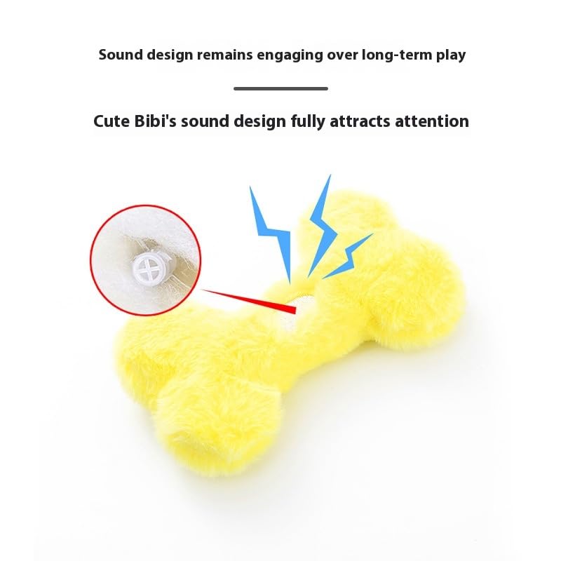 Plush Bone-Shaped Dog Toy – Durable Squeaky Chew Toy with PP Cotton Filling, Soft and Washable for Interactive Play (Blue) - color: Blue
