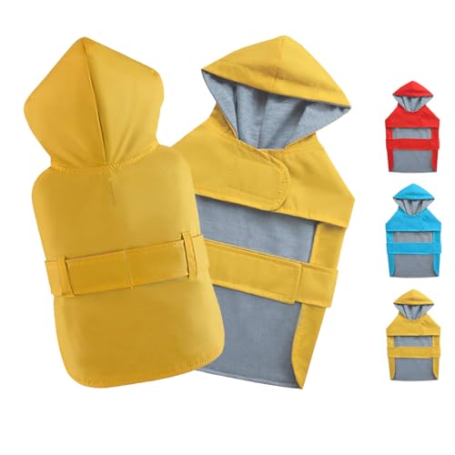 Dog Raincoat Small Dog Rain Jacket Poncho Waterproof Pet Rain Suit Double-Layered for Puppy Small Dogs Breathable Lining Hooded Leash Hole Adjustable,Yellow,XS,Back Length 4.6-6.7 inches - color: Yellow, size: XS:Back Length 4.6-6.7"