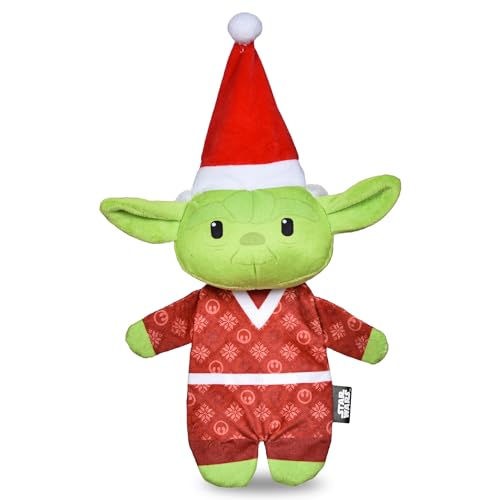 STAR WARS for Pets Holiday 9" YODA Elf with Flat Body Pet Toy, with Crinkle & Squeak | 9” Plush Squeaker Holiday YODA Pet Toy Toy for Dogs | Dog Stocking Stuffers - color: Yoda Elf, size: 9 Inch
