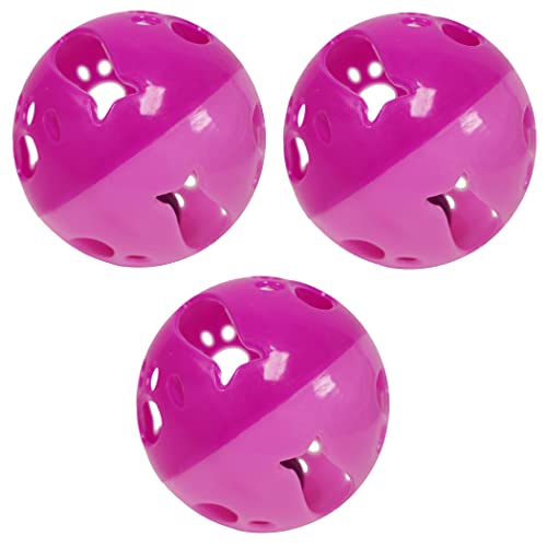 Large Cat Ball Toy with Bell – Interactive Rolling Design for Active Play – Sturdy Plastic Cat Toy Ball that Stays Visible During Play – Pink 3 Pack for Cats, Kittens, and Small Pets - color: Pink - 3 Pack