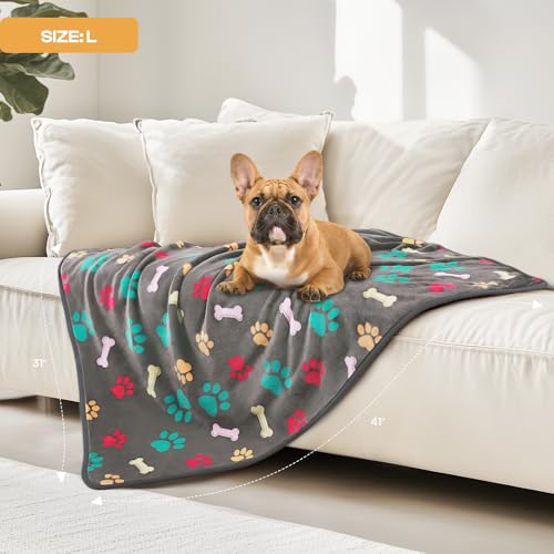 Luciphia 1 Pack 3 Blankets Fluffy Premium Fleece Pet Blanket Flannel Paw Printed Throw for Dog Cat
