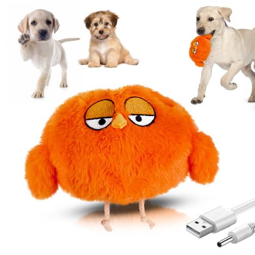 Interactive Dog Toys Rechargeable Moving Puppy Toys to Keep Them Busy, Touch Activated Puppy Toys, Puppy Dog Birthday Gifts, Electric Plush Entertainment Toy for Small & Medium Dogs - color: Orange Chicken