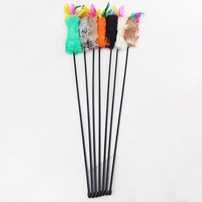 Colorful Feather Teaser and Exerciser For Cat and Kitten Cat Toy Wand Random Color