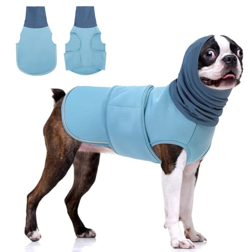 Dog Calming Vest with Soft Ear Wrap, Breathable Dog Thunder Jacket with Adjustable Hook & Loop, Reflective Puppy Anxiety Relief Jacket for Fireworks, Thunder, Travel, Separation, Blue XS - color: LightBlue, size: X-Small