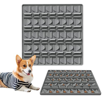 Snuffle Mat for Dogs, Silicone Snuffle Mat Dog Feeding Mat Slow Feeder, Encourages Natural Foraging Dog Sniff Mat, Stress Relief, Smell Training, Digging Toys for All Breed Dogs (Grey) - color: Grey