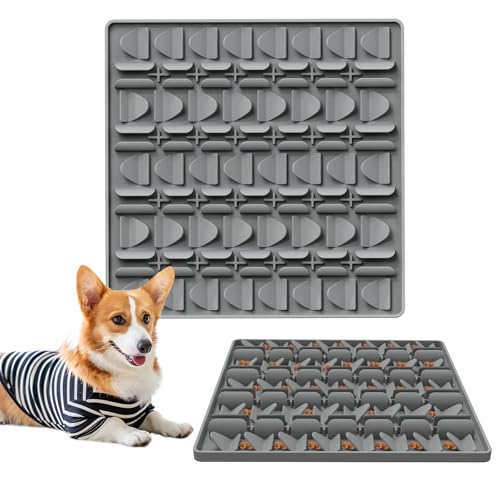 Snuffle Mat for Dogs, Silicone Snuffle Mat Dog Feeding Mat Slow Feeder, Encourages Natural Foraging Dog Sniff Mat, Stress Relief, Smell Training, Digging Toys for All Breed Dogs (Grey) - color: Grey