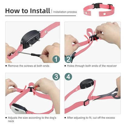 Collar Replacement Strap, Reflective Replacement Nylon Collar Strap Dog GPS Training Bark Receiver Collars, Durable Adjustable E Collar Straps for Small Medium Large Dogs, Pink - color: Pink