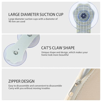 Cat Window Bed,Cordless Foldable Breathable Cushion Seat | Window Cat Bed with Strong Suction Cup | for Small Medium Large Sized Pet Kitten Sleep Rest Home Indoor Living Room Sill