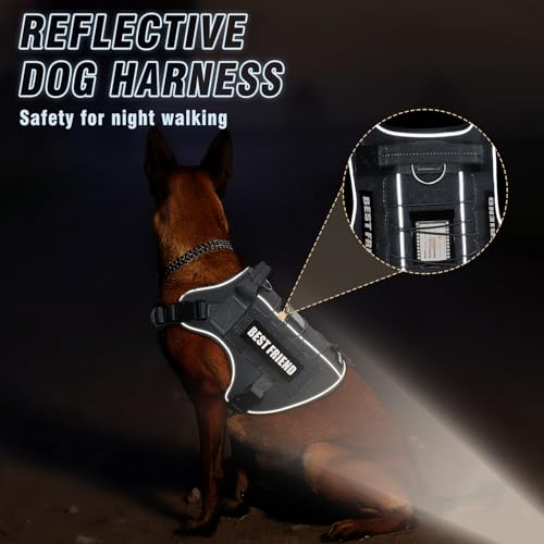 Tactical Dog Harness Medium Sized Dog,No Pull Military Dog Vest with Handle,Reflective Heavy Duty Pet Harness for Walking Hiking Training Gray M - color: Gray, size: Medium