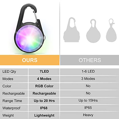 Dog Collar Light, 4 Modes Dog Lights for Night Walking, Rechargeable LED Pet Collar Light for Nighttime Clip on, IP68 Waterproof Pet Walking Accessories-2 Pack(Black) - color: Black