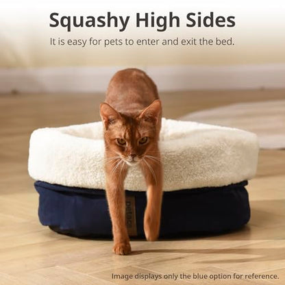 Self Warming Cat Bed, 17.7" x 13.7" Anti-Slip Soft Round Thermal Pet Cushion Bed for Kittens, Cats, Puppies and Small Dogs, Blue - color: Blue