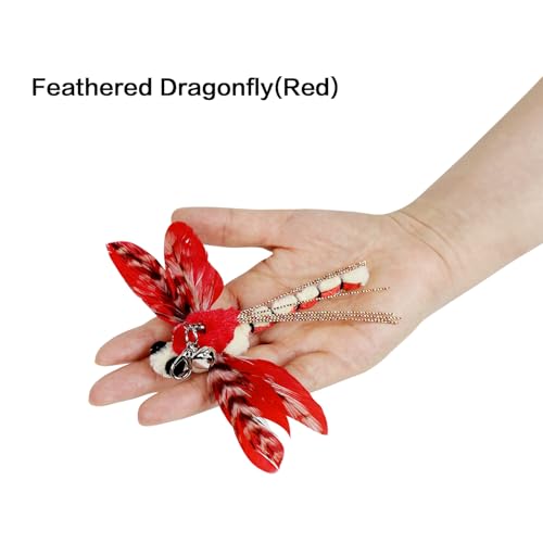 TTcat Cat Feather Toys, 3 Pcs Simulation Insects Dragonfly Grasshopper Refills, Cat Toys Replacement Feathers for Cat Kitten Wand. - color: 3Pcs (Dragonflys+Grasshopper)