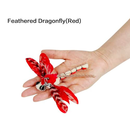 TTcat Cat Feather Toys, 3 Pcs Simulation Insects Dragonfly Grasshopper Refills, Cat Toys Replacement Feathers for Cat Kitten Wand. - color: 3Pcs (Dragonflys+Grasshopper)