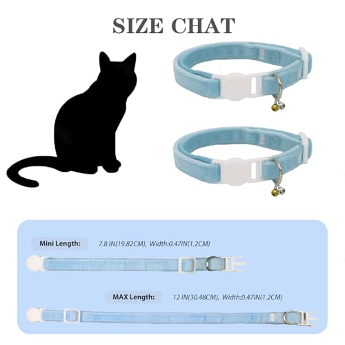 Breakaway Cat Collar with Bell, Lightweight Soft Cotton Collar, Adjustable Kitten Collars with Safety Buckle, Quick Release, Pet Supplies Accessories, Blue - color: Blue
