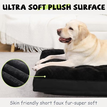 Dog Crate Bed Waterproof Deluxe Plush Dog Beds with Removable Washable Cover Anti-Slip Bottom Pet Sleeping Mattress for Large, Medium, Jumbo, Small Dogs, 41 x 27 inch, Black - color: Black, size: 41.0"L x 27.0"W x 3.0"Th