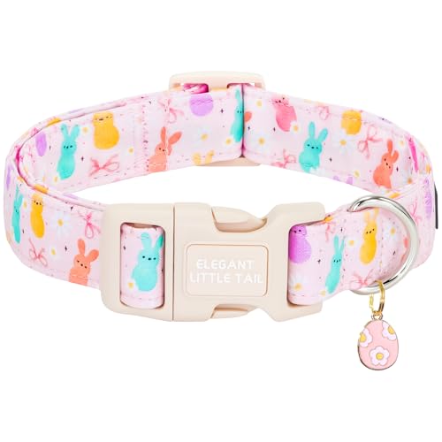 Elegant little tail Easter Dog Collar, Bunny Pattern Pet Collar Spring Holiday Girl or Boy Adjustable Pet Collars with Sturdy Quick Release Buckle for X-Small Dogs - color: Easter-Flower Rabbit, size: X-Small (Pack of 1)