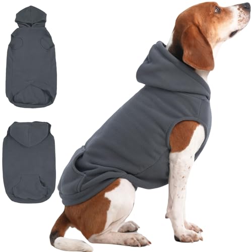 IECOii Dog Hoodie,Polar Fleece Dog Sweatshirt Fall Dogs Sweater with Hood,Warm Sweaters for Medium Dogs Boy Girl,Sleeveless Pet Hoodie Medium Size Winter Clothes for Pug,Jack Russell,Grey,M - color: Grey, size: Medium