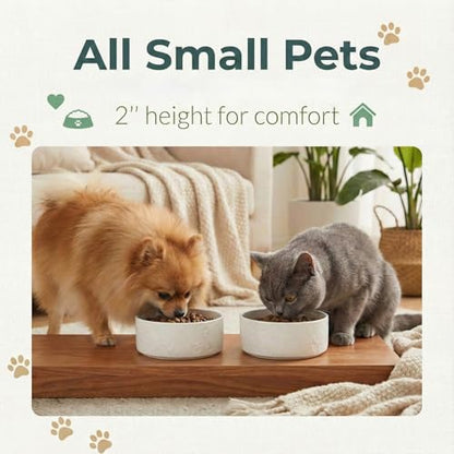 Ceramic Dog and Cat Bowl 2-Pack Small Heavy Weighted Non-Slip Food & Water Set for Cats & Small Dogs 13.5oz White - color: White – 2 Pack
