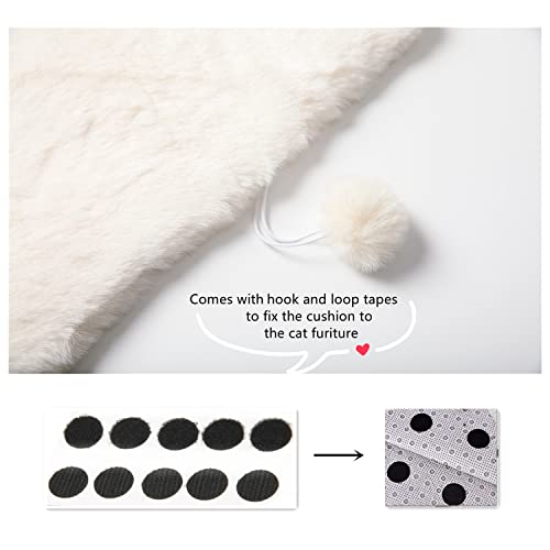 SHENGOCASE 2-Pack 12" Round Faux Rabbit Fur Cat Dog Bed Cushion Pad Mat, Cat Tree Tower Replacement Cushion Pad for Window Perch, Carrier House Cage Crate Kennel Furniture - color: Cream, size: 12"