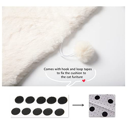 SHENGOCASE 2-Pack 18" Round Faux Rabbit Fur Cat Dog Bed Cushion Pad Mat, Cat Tree Tower Replacement Cushion Pad for Window Perch, Carrier House Cage Crate Kennel Furniture - color: Cream, size: 17.7"