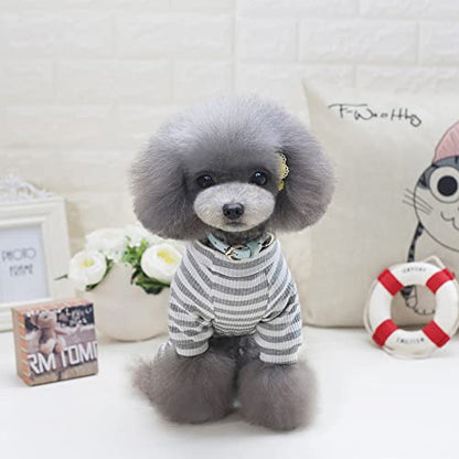 Dogs PJS Clothes for Small Dogs Girl Puppy Pajamas Long Sleeved Onsie Warm Coats Jumpers Outfits - color: GREY, size: S(Back7.8", Weight2.5-4 lbs)
