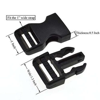 SGH Pro Quick Side Release Buckles 1" Wide 5 Pack Dual Adjustable No Sewing Clips Snaps Heavy Duty Plastic Replacement for Nylon Strap Backpack Fanny Pack Nylon Webbing Belt Dog Collars