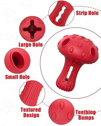 Dog Chew Toys for Aggressive Chewers, Rubber Treat Dispensing Stimulation Toy to Keep Them Busy, Durable Interactive Enrichment Puzzle Toy for Medium Large Breed Dogs - color: Red
