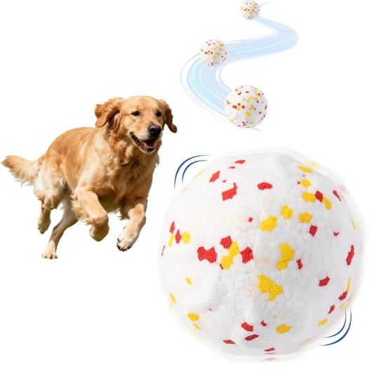 Interactive Dog Ball - Large E-TPU Automatic Vibrating Toy for Medium/Large Dogs, Motion-Activated Active Rolling Balls, Indoor/Outdoor Chew Proof Toy to Relieve Boredom & Anxiety(White,Large) - color: White, size: L 3.4in